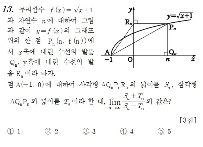 
		                            		
		                            			12 사관학교 가 - 13번  문제 
		                            		
		                            		
						                       	
						                       		#수열의 극한값 계산 - $infty - infty$ (유리화) 
						                       	
						                       		#삼각형의 넓이 구하기 ( $\frac{1}{2} ab sin \theta$ ) 
						                       	
					                       	
					                       	
						                       	
						                       		#고등학교수학>함수와 그래프>무리함수의 그래프 
						                       	
						                       		#미적분>수열의 극한>수열의 극한 
						                       	
						                       		#중학교 수학3>삼각비>삼각비의 활용 
						                       	
					                       	
		                            	